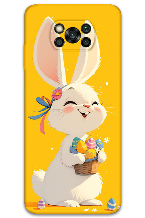 Poco X3 Pro Uyumlu Tavşan Desenli Telefon Kılıfı + Ekran Koruyucu - 5807