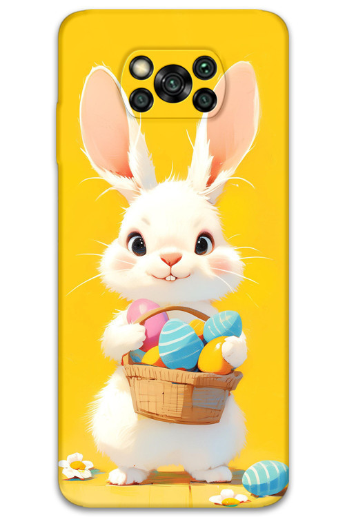 Poco X3 Pro Uyumlu Tavşan Desenli Telefon Kılıfı + Ekran Koruyucu - 5806