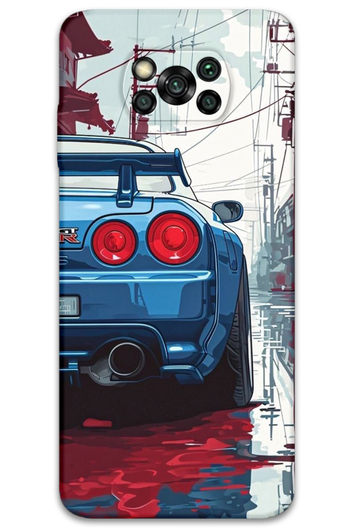 Poco X3 Pro Uyumlu Araba Desenli Telefon Kılıfı + Ekran Koruyucu - 5761