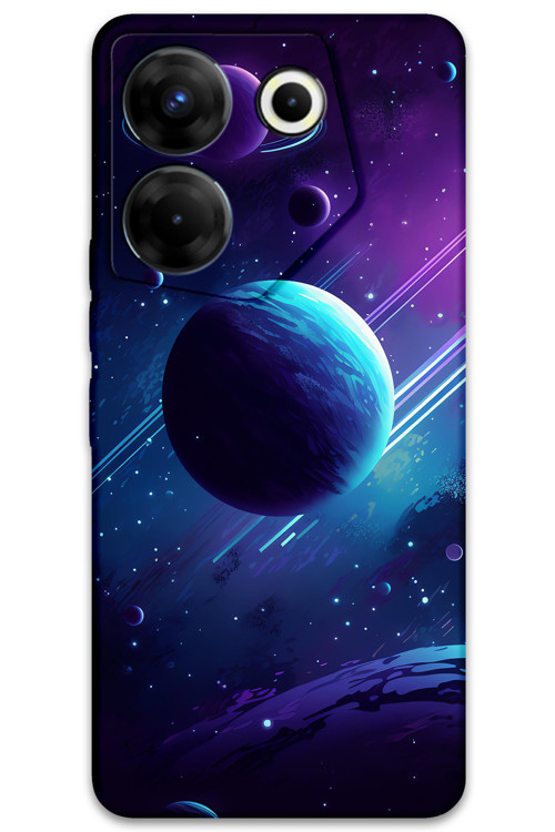 Tecno Camon 20 Uyumlu Uzay Desenli Telefon Kılıfı + Ekran Koruyucu - 5866