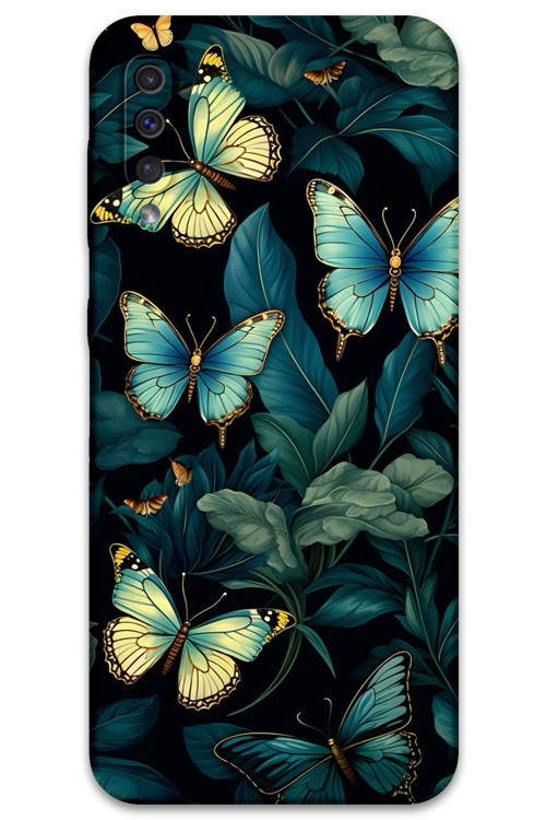 Galaxy A50 Uyumlu Kelebek Desenli Telefon Kılıfı + Ekran Koruyucu - 5791