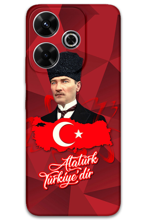 Xiaomi Redmi 13 Uyumlu Atatürk Desenli Telefon Kılıfı + Ekran Koruyucu - 5851