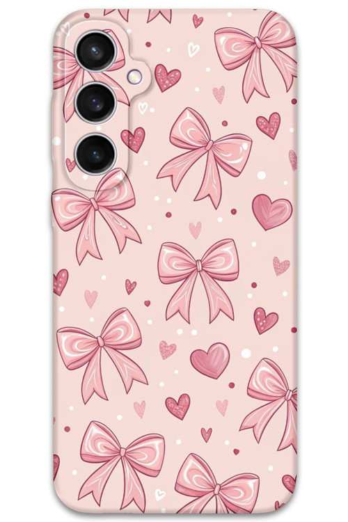 Galaxy S24 Uyumlu Kurdele Desenli Telefon Kılıfı + Ekran Koruyucu - 5802