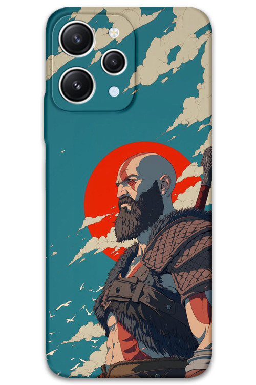 Xiaomi Redmi 12 Uyumlu Kratos Desenli Telefon Kılıfı + Ekran Koruyucu - 5824