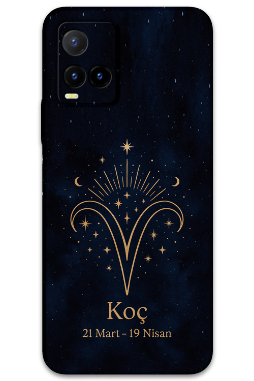 Vivo Y33S Uyumlu Koç Burcu Desenli Telefon Kılıfı + Ekran Koruyucu - 5768