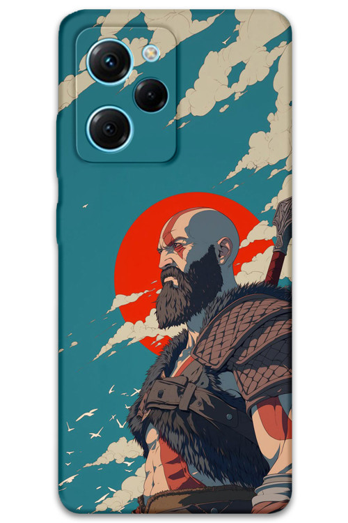 Poco X5 Pro Uyumlu Kratos Desenli Telefon Kılıfı + Ekran Koruyucu - 5824