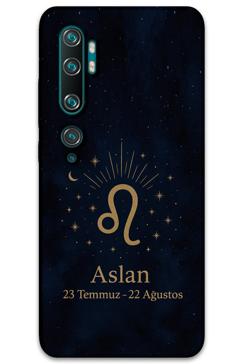 Xiaomi Mi Note 10 Uyumlu Aslan Burcu Desenli Telefon Kılıfı + Ekran Koruyucu - 5772