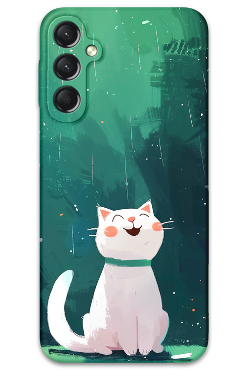 Galaxy A04S Uyumlu Kedi Desenli Telefon Kılıfı + Ekran Koruyucu - 5781
