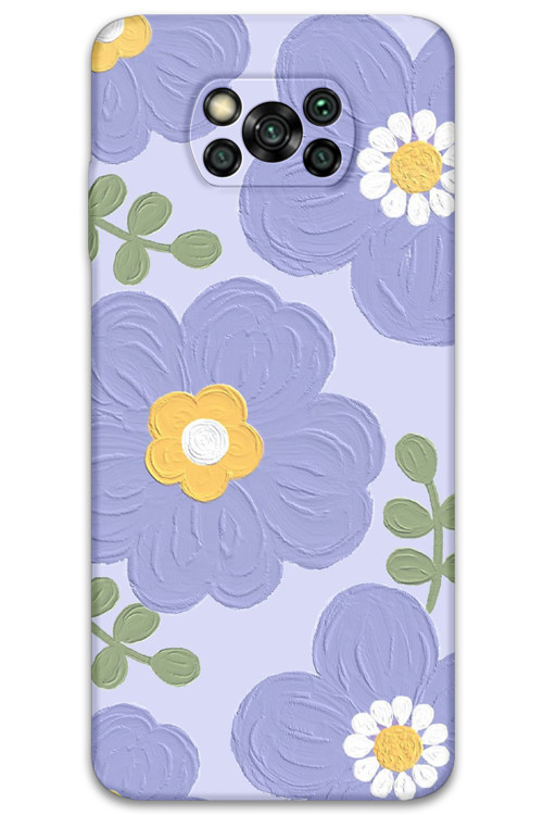 Poco X3 Pro Uyumlu Çiçek Desenli Telefon Kılıfı + Ekran Koruyucu - 5799