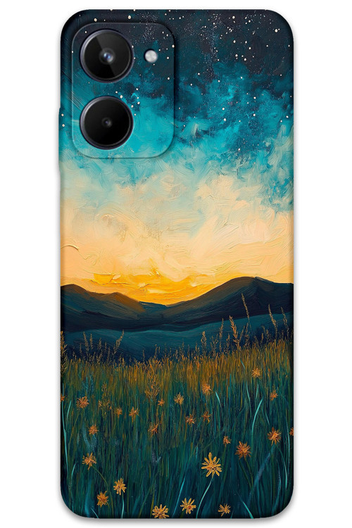 Realme 10 4G Uyumlu Uzay Desenli Telefon Kılıfı + Ekran Koruyucu - 5871