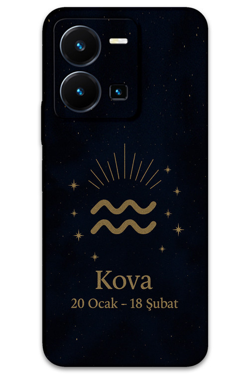 Vivo Y35 Uyumlu Kova Burcu Desenli Telefon Kılıfı + Ekran Koruyucu - 5778