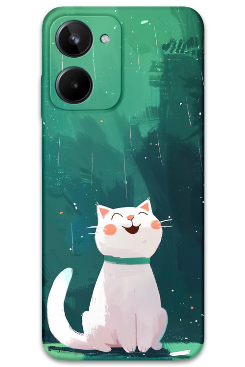 Realme 10 4G Uyumlu Kedi Desenli Telefon Kılıfı + Ekran Koruyucu - 5781