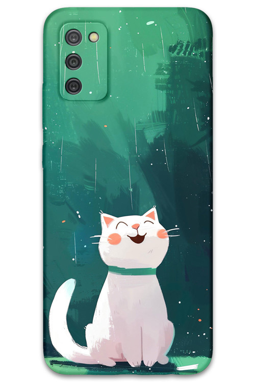 Galaxy A02S Uyumlu Kedi Desenli Telefon Kılıfı + Ekran Koruyucu - 5781