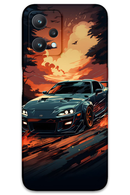 Realme 9 Pro Uyumlu Araba Desenli Telefon Kılıfı + Ekran Koruyucu - 5766