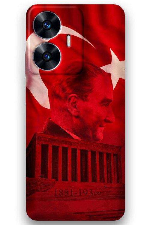 Realme C55 Uyumlu Atatürk Desenli Telefon Kılıfı + Ekran Koruyucu - 5848