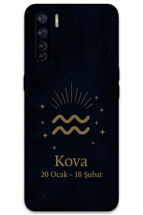 Oppo A91 Uyumlu Kova Burcu Desenli Telefon Kılıfı + Ekran Koruyucu - 5778