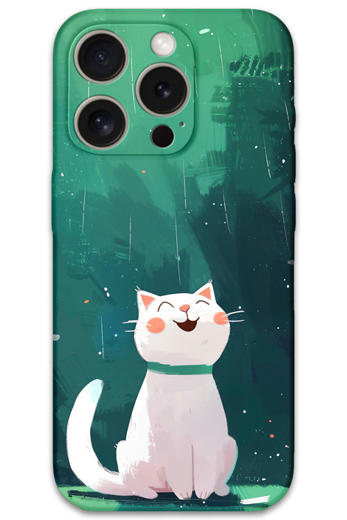 İphone 15 Pro Uyumlu Kedi Desenli Telefon Kılıfı + Ekran Koruyucu - 5781