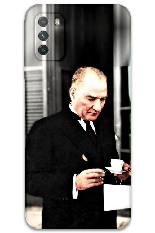 Xiaomi Redmi 9T Uyumlu Atatürk Desenli Telefon Kılıfı + Ekran Koruyucu - 5850