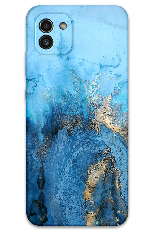 Galaxy A03 Uyumlu Mermer Desenli Telefon Kılıfı + Ekran Koruyucu - 5812