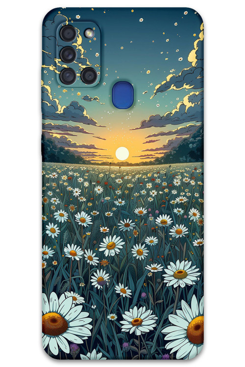 Galaxy A21S Uyumlu Çiçek Desenli Telefon Kılıfı + Ekran Koruyucu - 5792