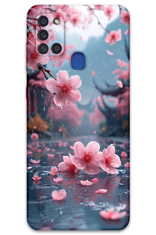 Galaxy A21S Uyumlu Çiçek Desenli Telefon Kılıfı + Ekran Koruyucu - 5794