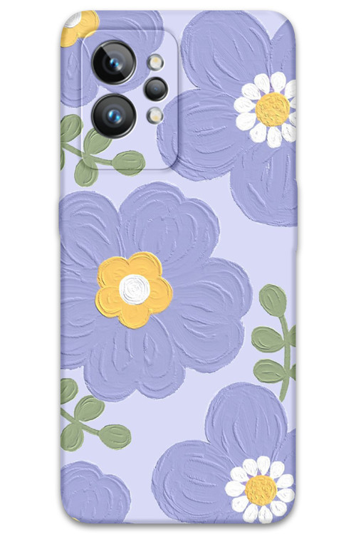 Realme Gt 2 Uyumlu Çiçek Desenli Telefon Kılıfı + Ekran Koruyucu - 5799