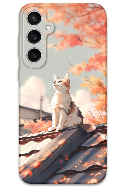 Galaxy S24 Fe Uyumlu Kedi Desenli Telefon Kılıfı + Ekran Koruyucu - 5784