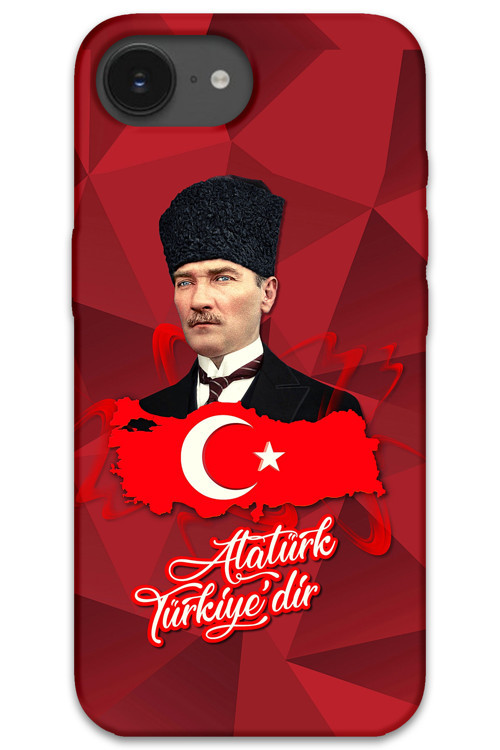 İphone 16E Uyumlu Atatürk Desenli Telefon Kılıfı + Ekran Koruyucu - 5851