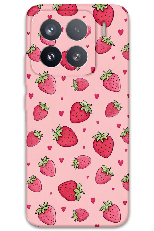Xiaomi Mi 15 Pro Uyumlu Çilek Desenli Telefon Kılıfı + Ekran Koruyucu - 5804