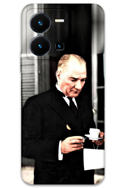 Vivo Y22S Uyumlu Atatürk Desenli Telefon Kılıfı + Ekran Koruyucu - 5850