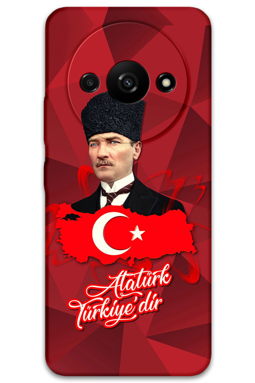 Xiaomi Redmi A3 Uyumlu Atatürk Desenli Telefon Kılıfı + Ekran Koruyucu - 5851