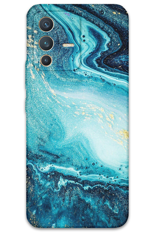 Vivo V23 5G Uyumlu Mermer Desenli Telefon Kılıfı + Ekran Koruyucu - 5818