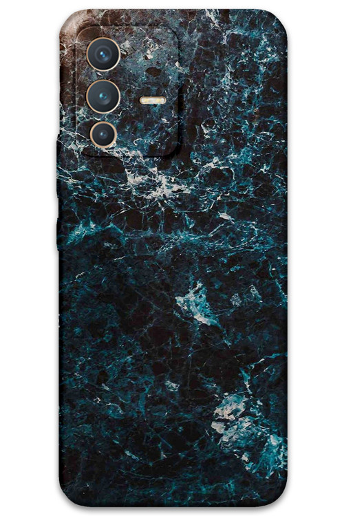 Vivo V23 5G Uyumlu Mermer Desenli Telefon Kılıfı + Ekran Koruyucu - 5819