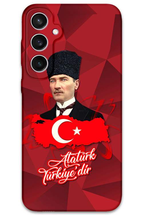 Galaxy S25 Uyumlu Atatürk Desenli Telefon Kılıfı + Ekran Koruyucu - 5851