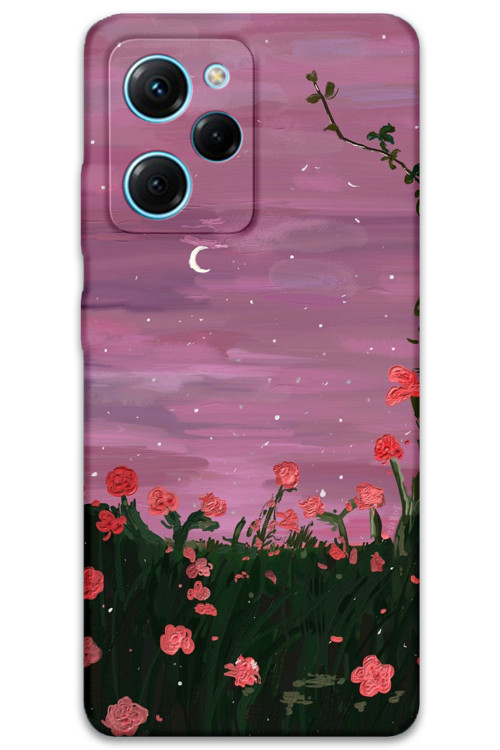 Poco X5 Pro Uyumlu Çiçek Desenli Telefon Kılıfı + Ekran Koruyucu - 5793