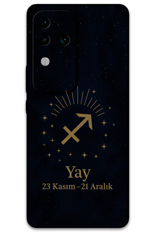 Vivo V30 Uyumlu Yay Burcu Desenli Telefon Kılıfı + Ekran Koruyucu - 5776