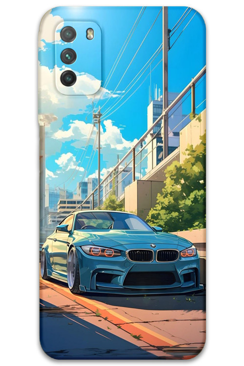 Xiaomi Redmi 9T Uyumlu Araba Desenli Telefon Kılıfı + Ekran Koruyucu - 5760