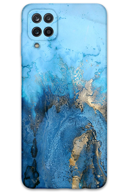 Galaxy M32 Uyumlu Mermer Desenli Telefon Kılıfı + Ekran Koruyucu - 5812