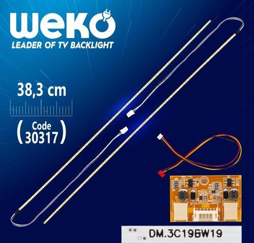 19 UNİVERSAL MONİTÖR E-LED 54 LEDLİ 38.3 CM 12V ÇİFT LED+SÜRÜCÜ+KABLO TAKIM (WK-0140)