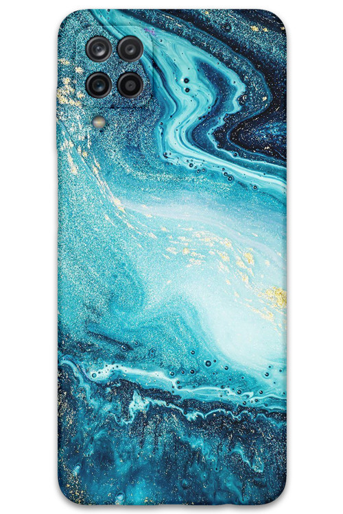 Galaxy A22 Uyumlu Mermer Desenli Telefon Kılıfı + Ekran Koruyucu - 5818