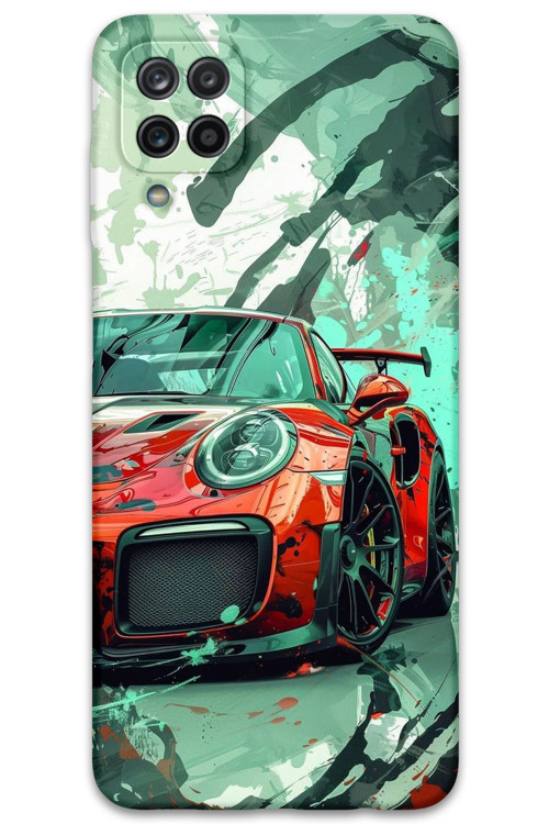 Galaxy A12 Uyumlu Araba Desenli Telefon Kılıfı + Ekran Koruyucu - 5765