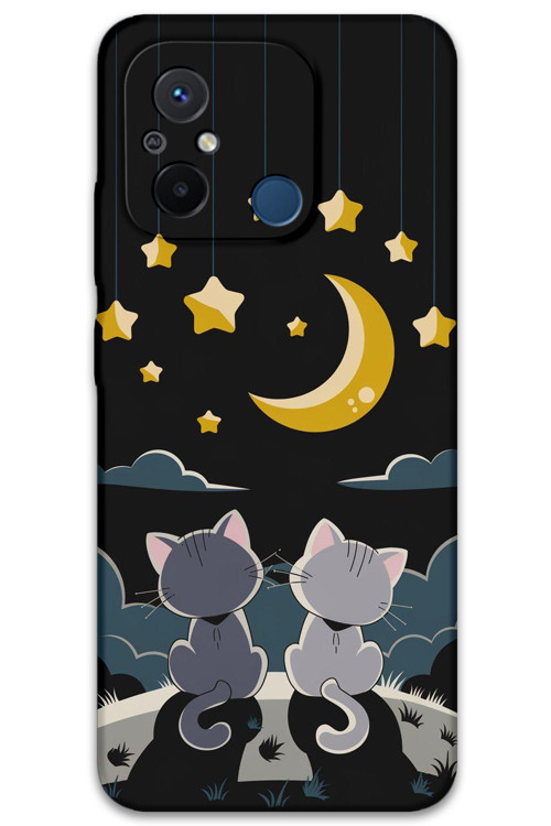 Xiaomi Redmi 12C Uyumlu Kedi Desenli Telefon Kılıfı + Ekran Koruyucu - 5809