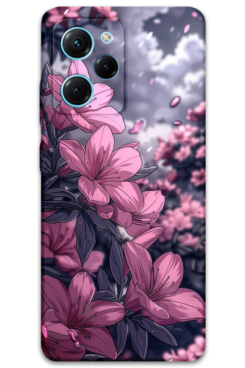 Poco X5 Pro Uyumlu Çiçek Desenli Telefon Kılıfı + Ekran Koruyucu - 5796