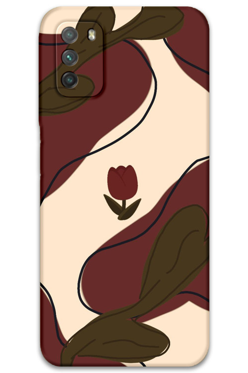 Xiaomi Redmi 9T Uyumlu Çiçek Desenli Telefon Kılıfı + Ekran Koruyucu - 5790