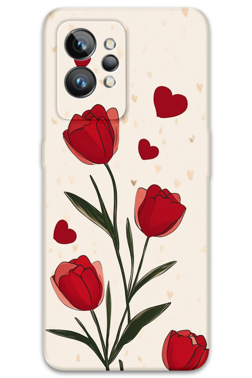 Realme Gt 2 Uyumlu Çiçek Desenli Telefon Kılıfı + Ekran Koruyucu - 5789
