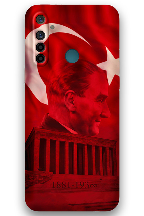 Realme 6İ Uyumlu Atatürk Desenli Telefon Kılıfı + Ekran Koruyucu - 5848