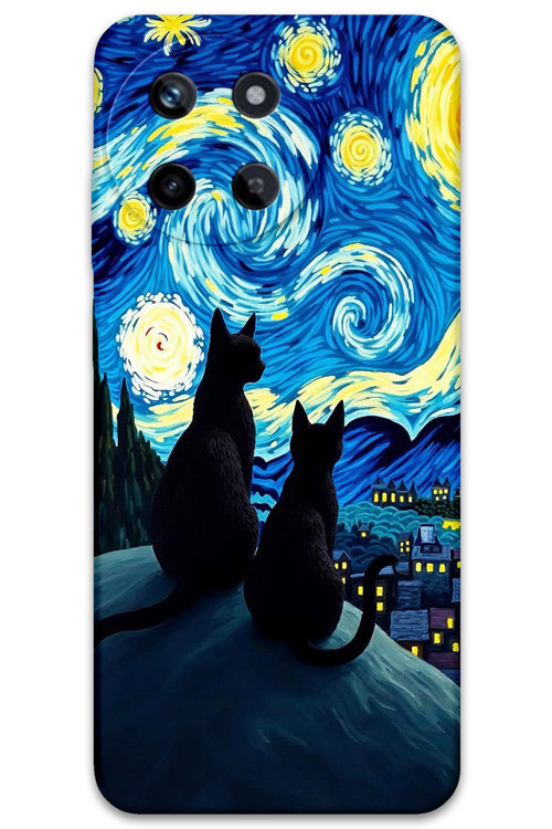 Realme 11 4G Uyumlu Kedi Desenli Telefon Kılıfı + Ekran Koruyucu - 5782