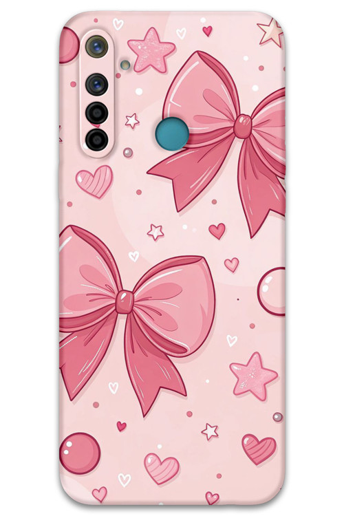 Realme 6İ Uyumlu Kurdele Desenli Telefon Kılıfı + Ekran Koruyucu - 5803