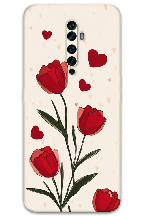 Oppo Reno 2Z Uyumlu Çiçek Desenli Telefon Kılıfı + Ekran Koruyucu - 5789