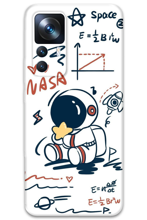 Xiaomi Mi 12T Uyumlu Astronot Desenli Telefon Kılıfı + Ekran Koruyucu - 5858
